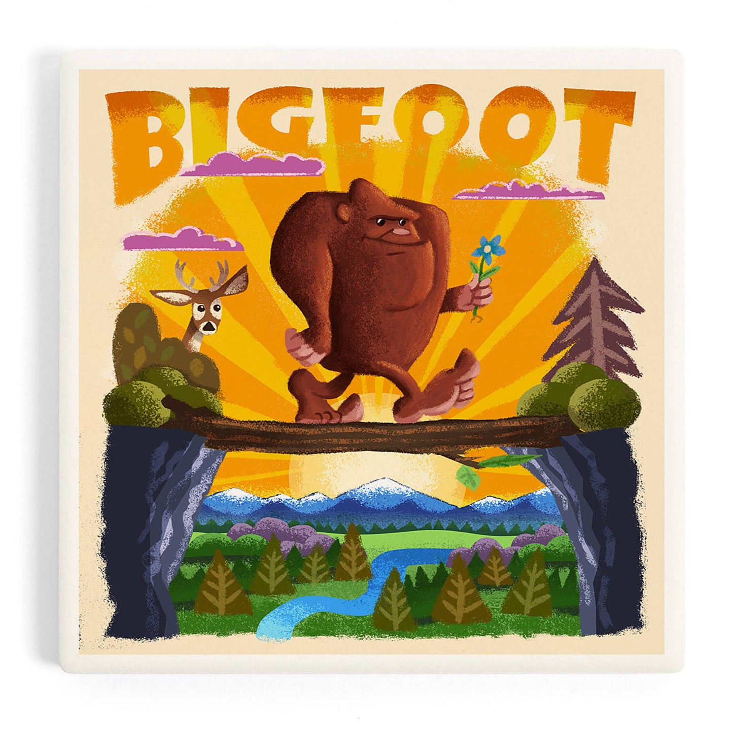Ceramic Coaster Bigfoot Mid-Century Inspired