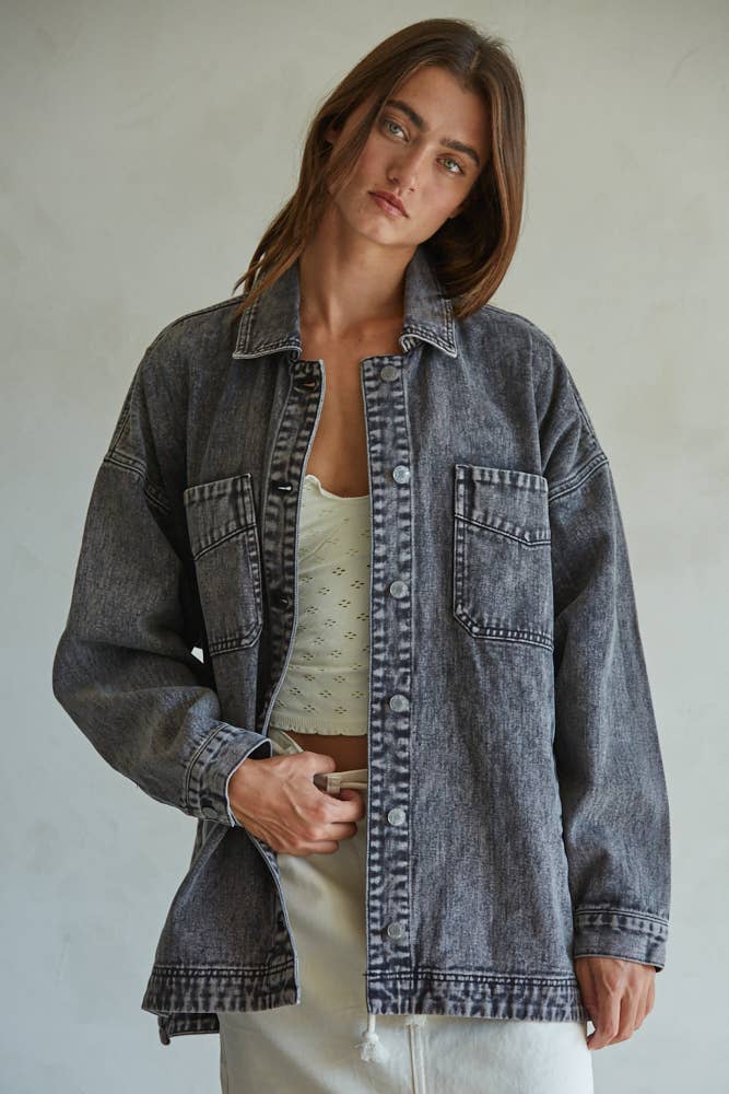 Woven Cotton Washed Denim Jacket