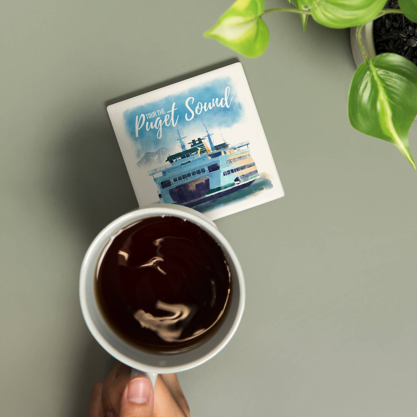 CERAMIC COASTER Washington, Tour the Puget Sound, Ferry