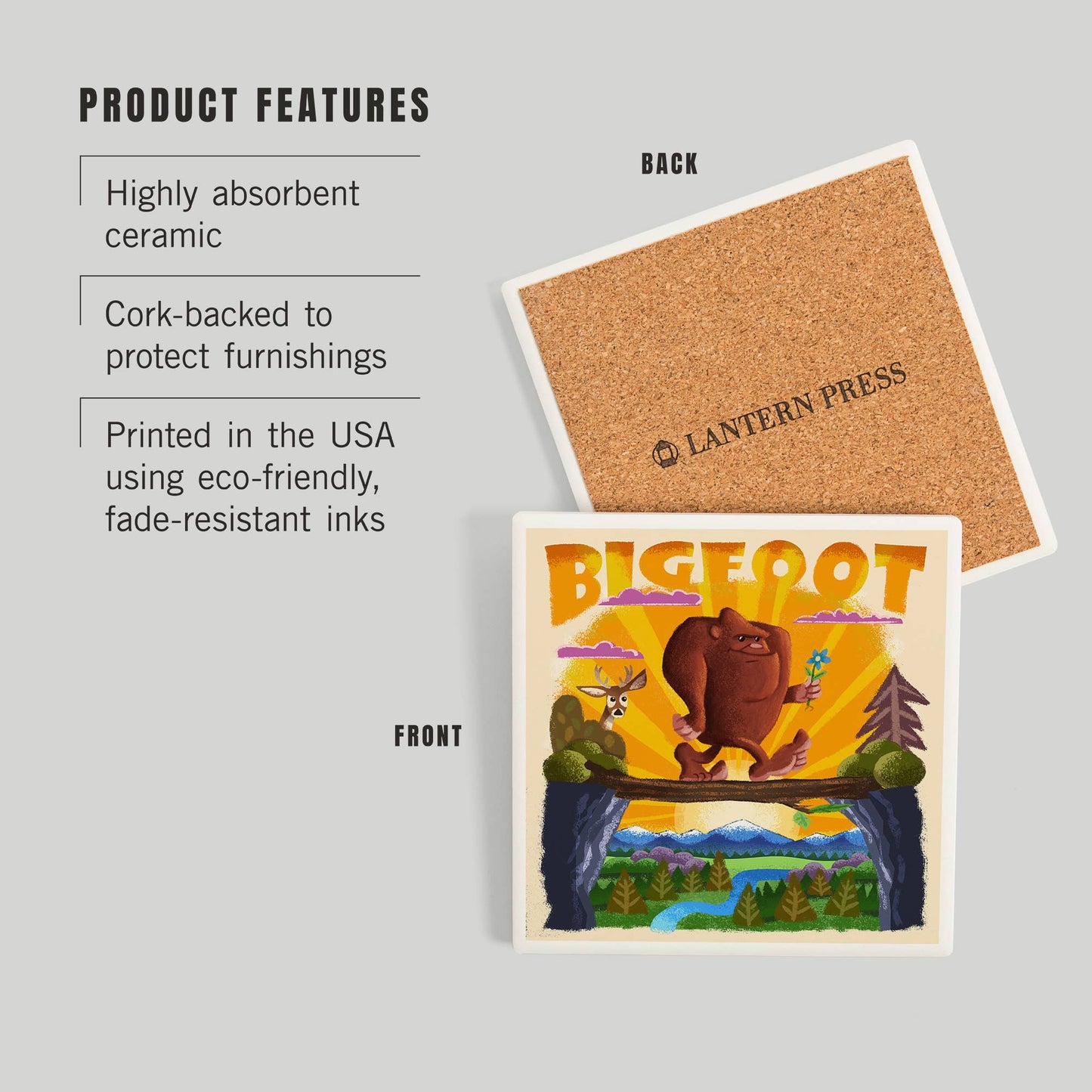 Ceramic Coaster Bigfoot Mid-Century Inspired