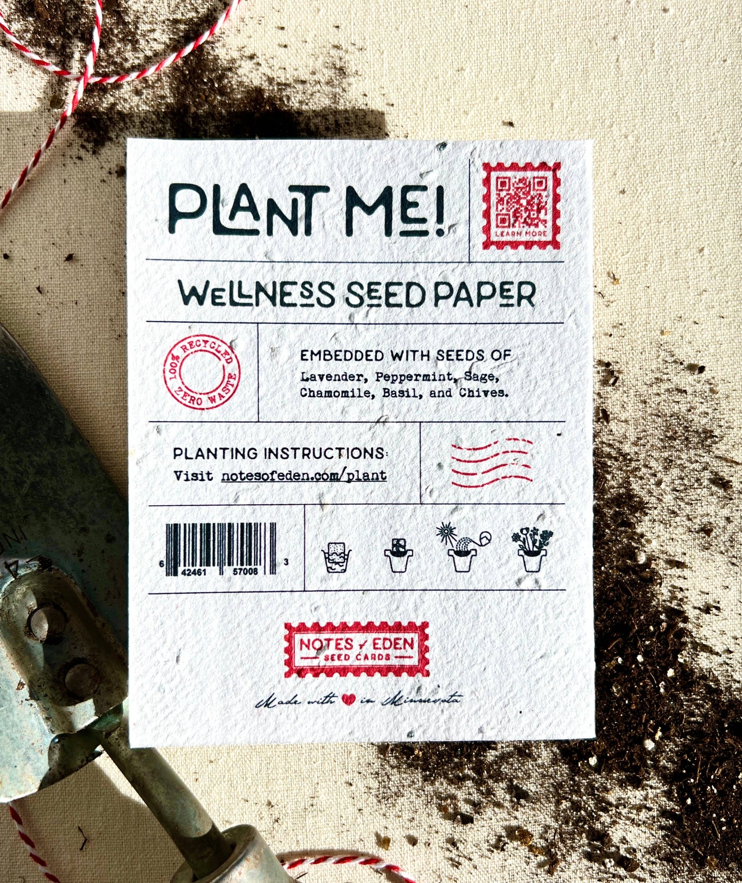Beauty from Ashes Plantable Wellness Mix Seed Card: Compostable Cello Sleeves, White