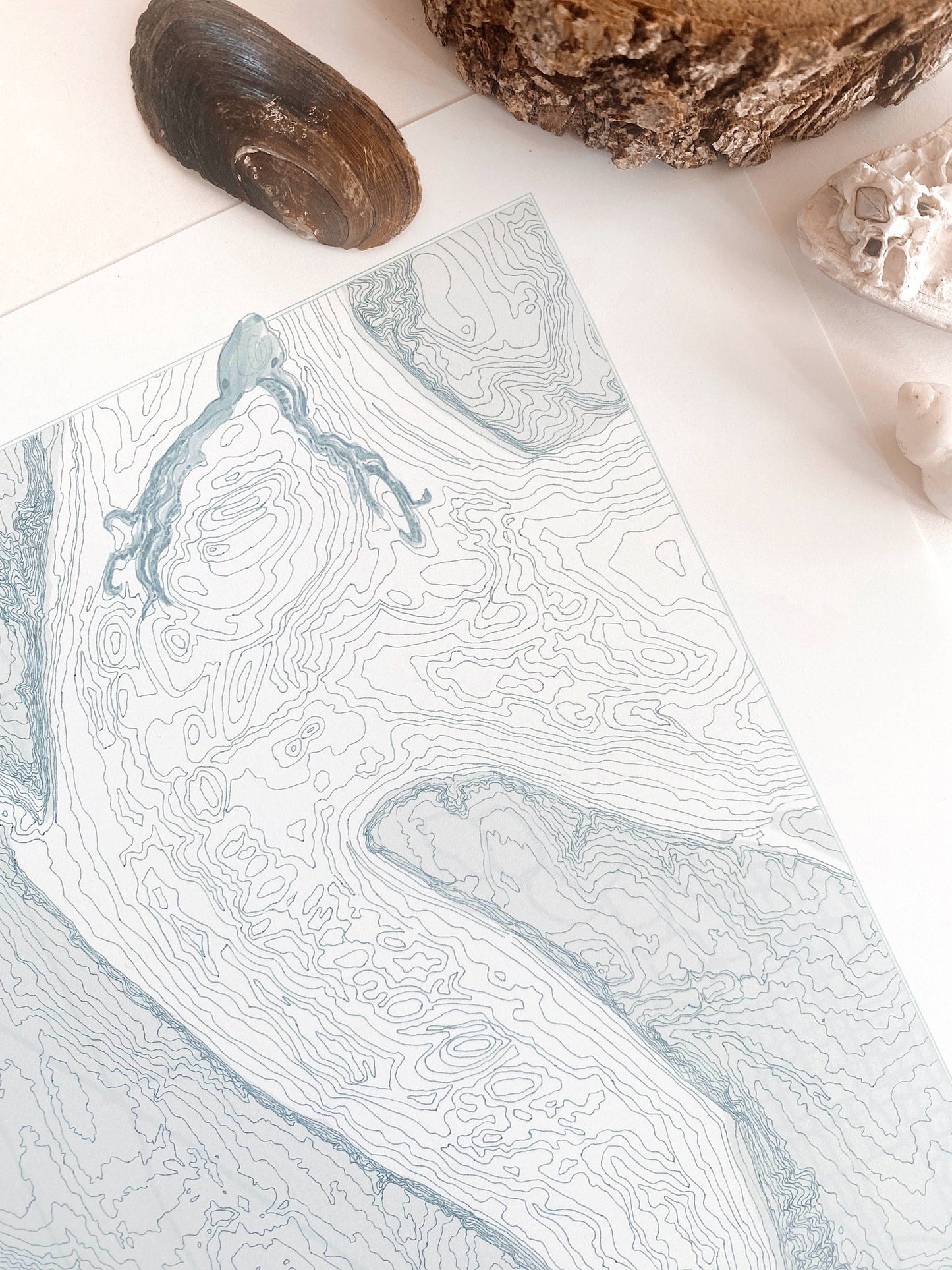 Tacoma NARROWS + Gig Harbor WA Hand Drawn Topo Map ART PRINT: 8 x 10