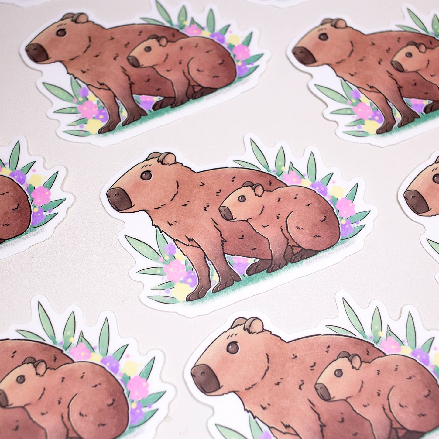 Capybara with Baby Waterproof Vinyl Sticker