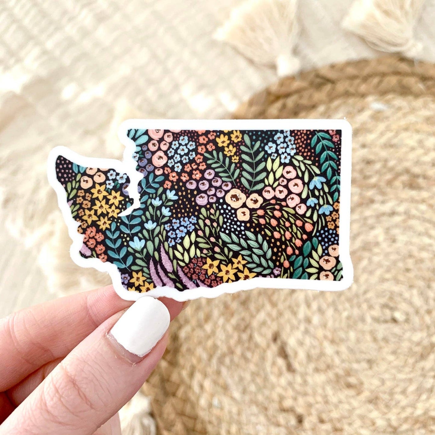 Washington State Floral Sticker 3x2in.: Waterfall Floral