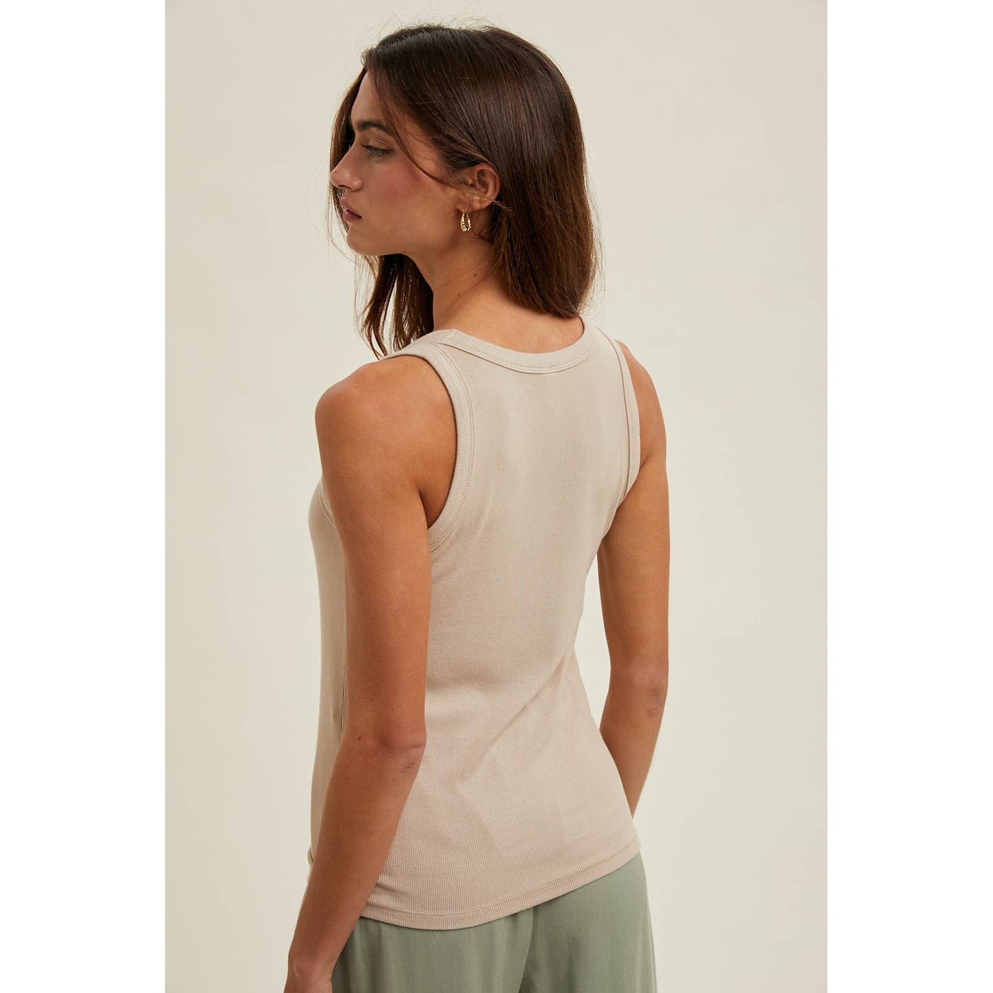 BASIC SCOOP NECK RIBBED KNIT TANK / WL25-10185: OFF WHITE, L