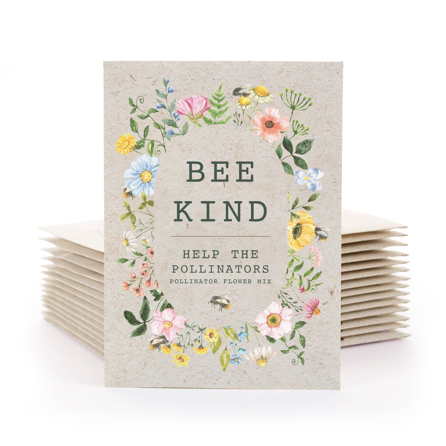 Bee Kind Help Pollinators Kraft Bee- Flower Mix Seed Packets