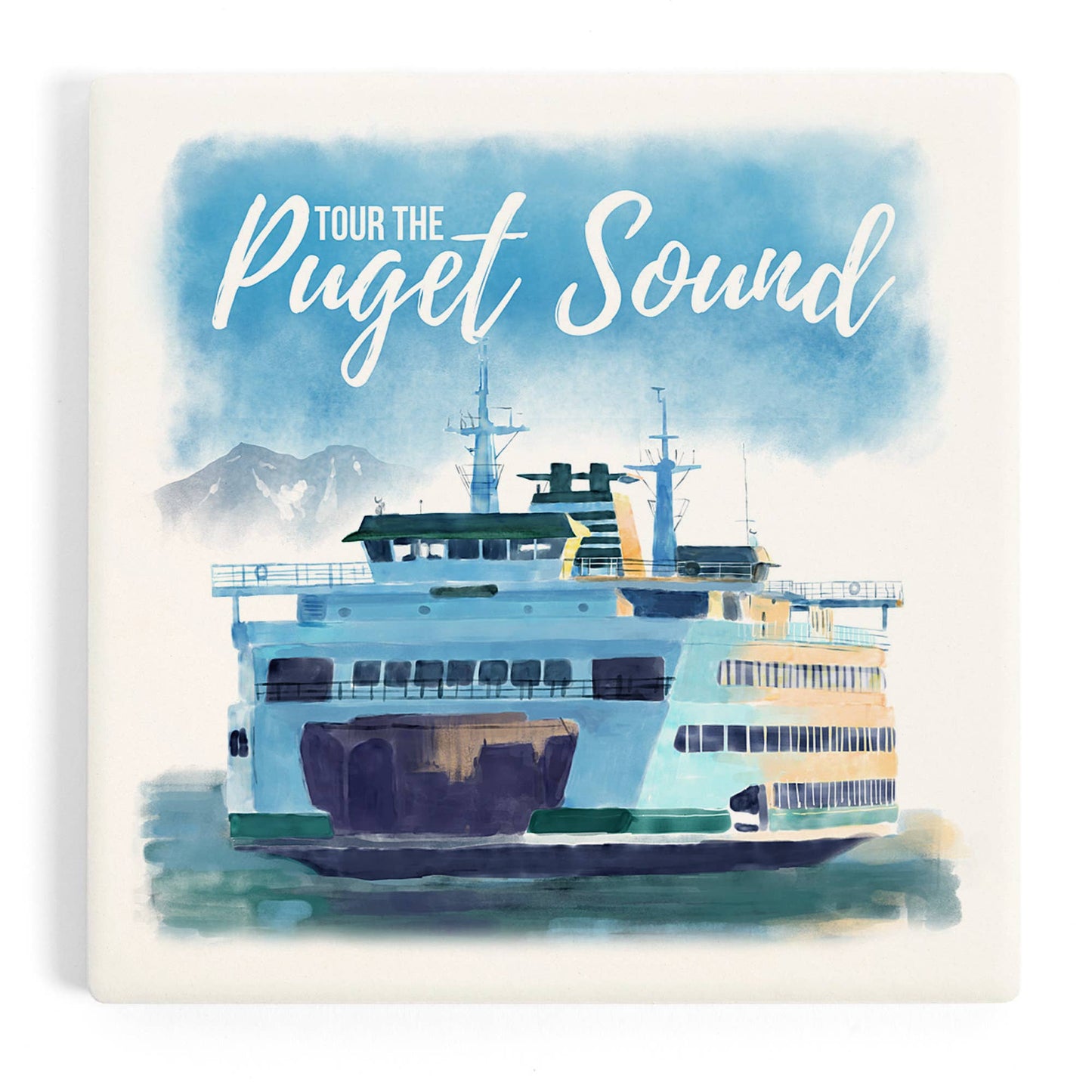 CERAMIC COASTER Washington, Tour the Puget Sound, Ferry