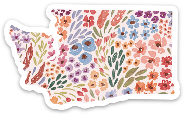 Washington State Floral Sticker 3x2in.: Waterfall Floral