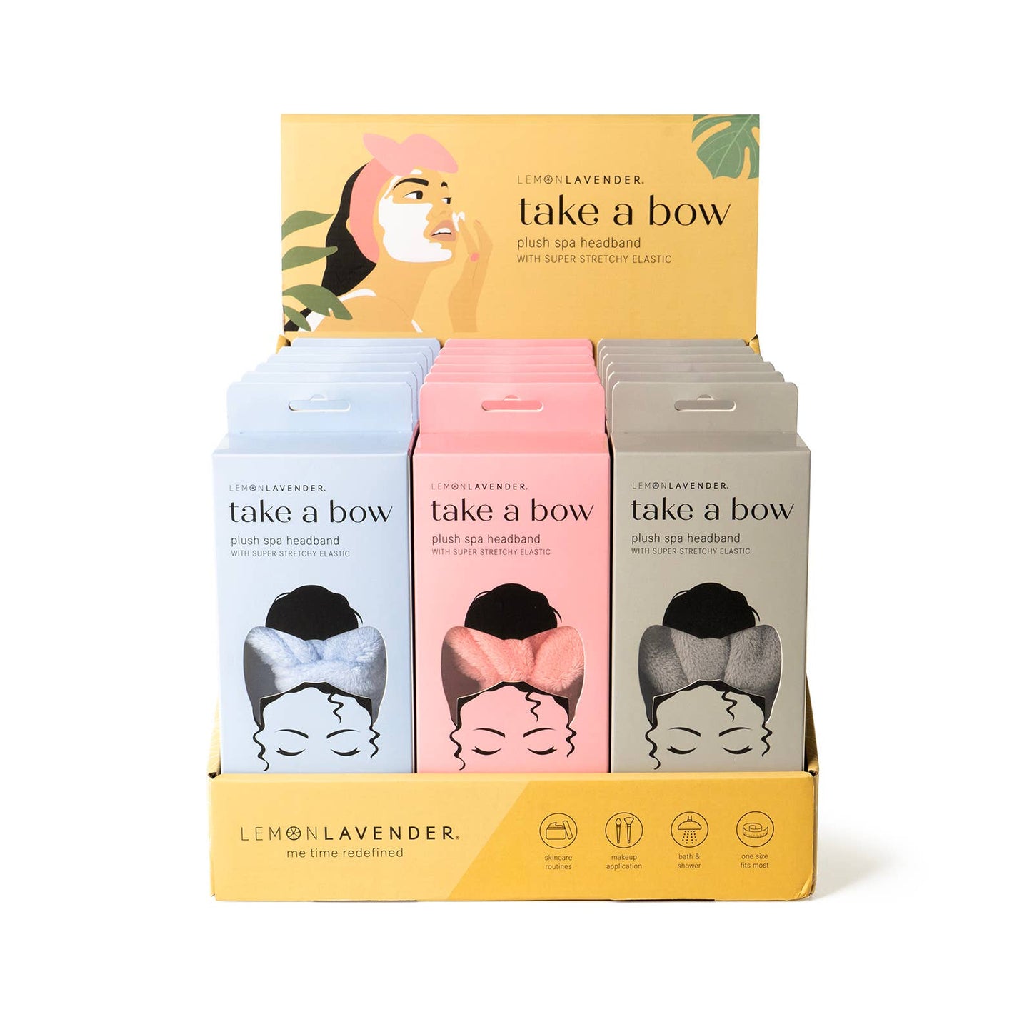 Bow Ultra Plush Spa Headband Lemon Lavender Take a