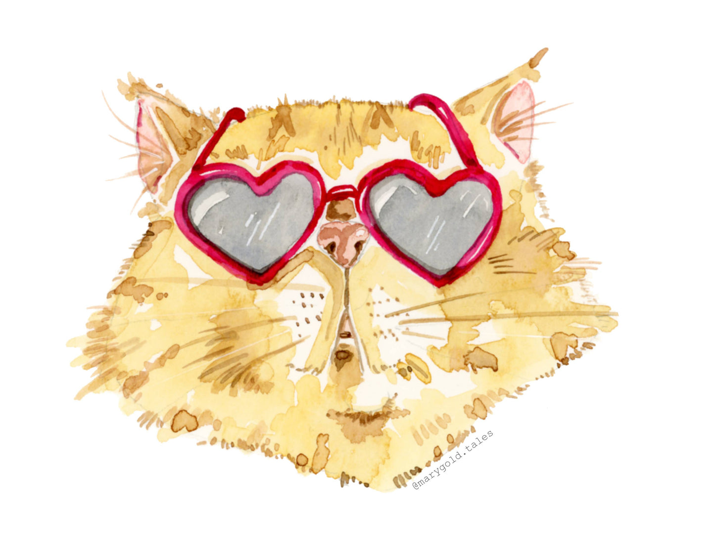 Orange Cat in Heart Shaped Glasses sticker