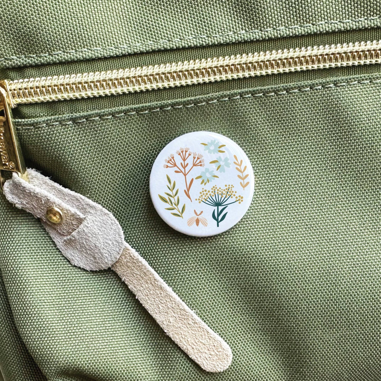Soft Florals Pinback Button: Loose