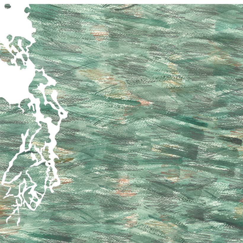 Washington Painted State Map - 8"x10" ART PRINT: Waves
