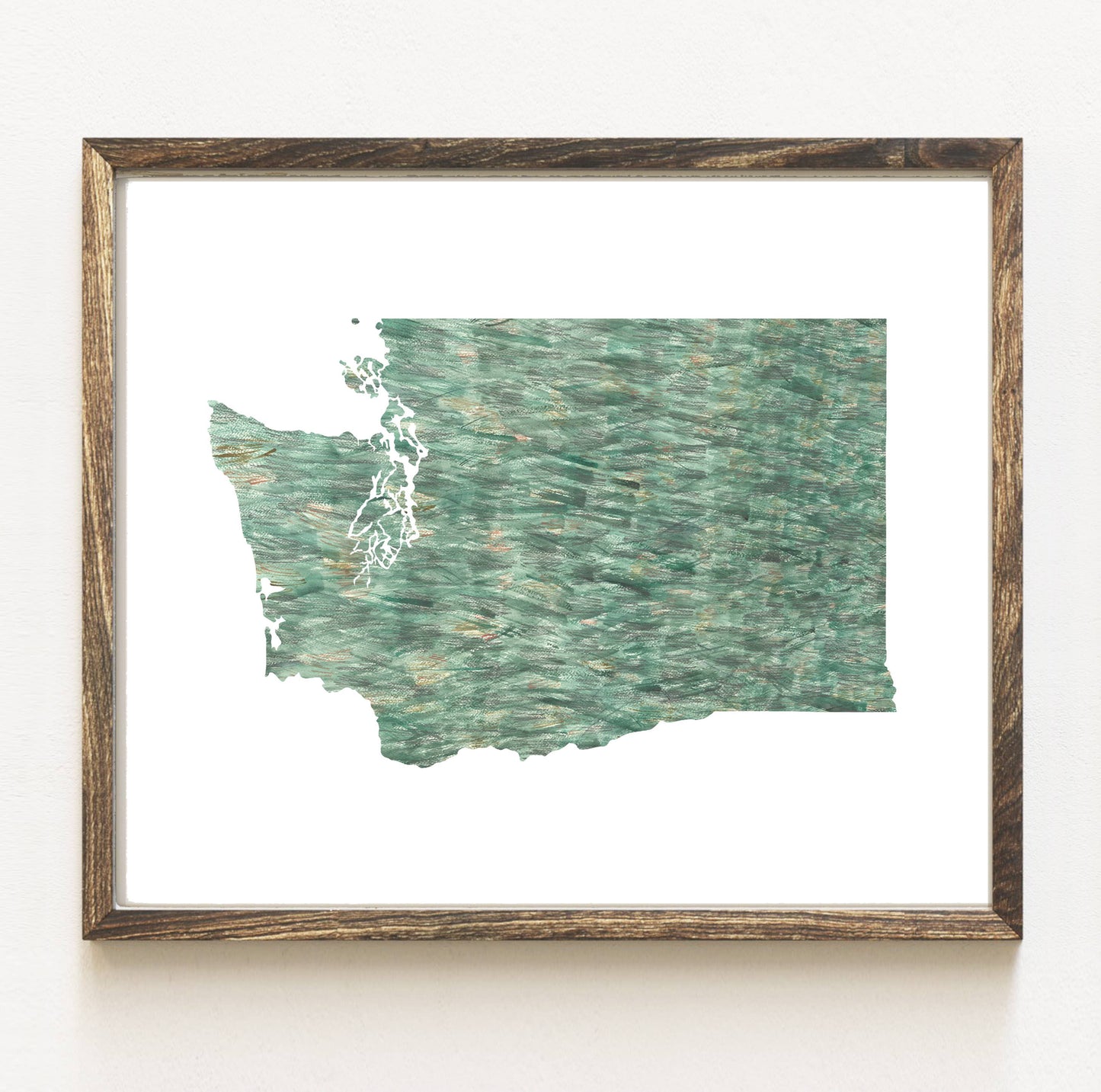 Washington Painted State Map - 8"x10" ART PRINT: Waves