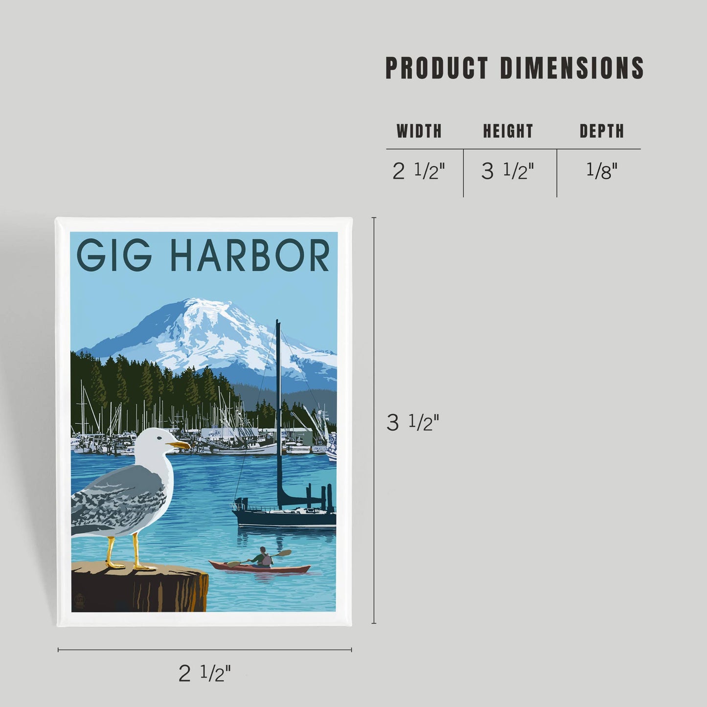 Gig Harbor Marina Magnet - 2.5" x 3.5"