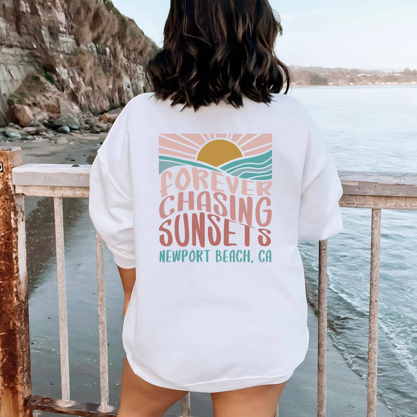CUSTOM FOREVER CHASING SUNSETS CREWNECK SWEATSHIRT | S-2XL
