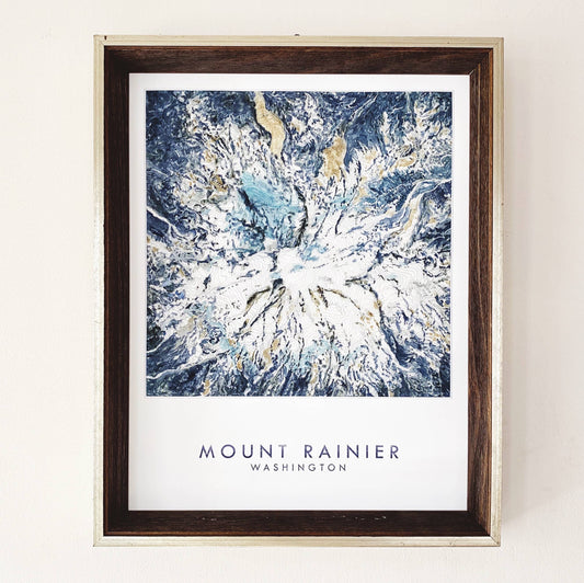Mount Rainier TAHOMA Topo Watercolor Map ART PRINT: 8 x 10, Mount Rainier