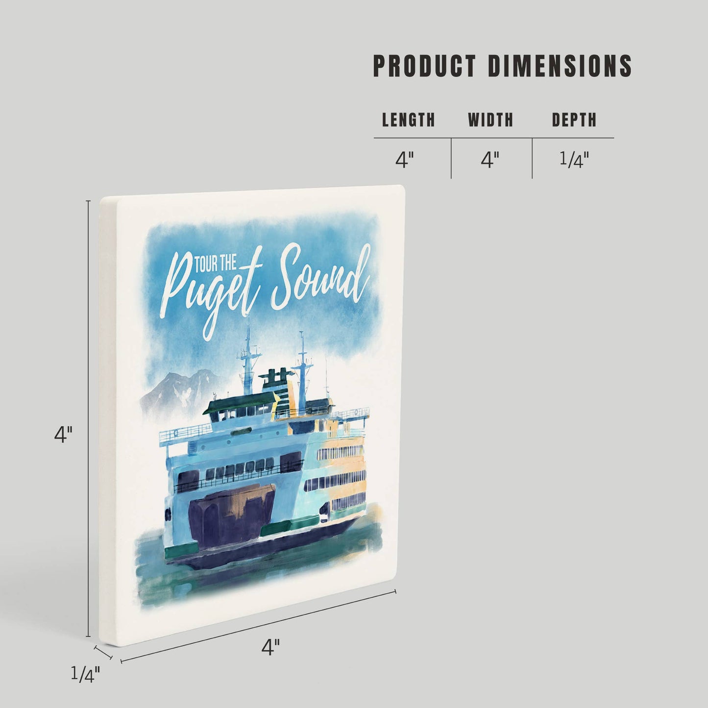 CERAMIC COASTER Washington, Tour the Puget Sound, Ferry