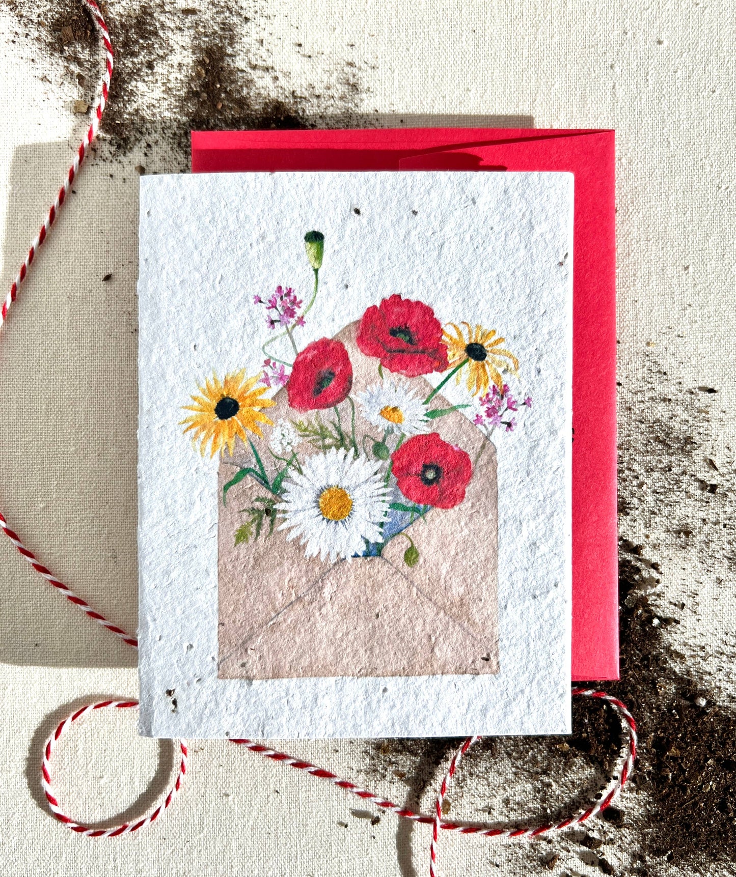 Pocketful of Sunshine Wildflower Plantable Seed Card: Compostable Cello Sleeves, White