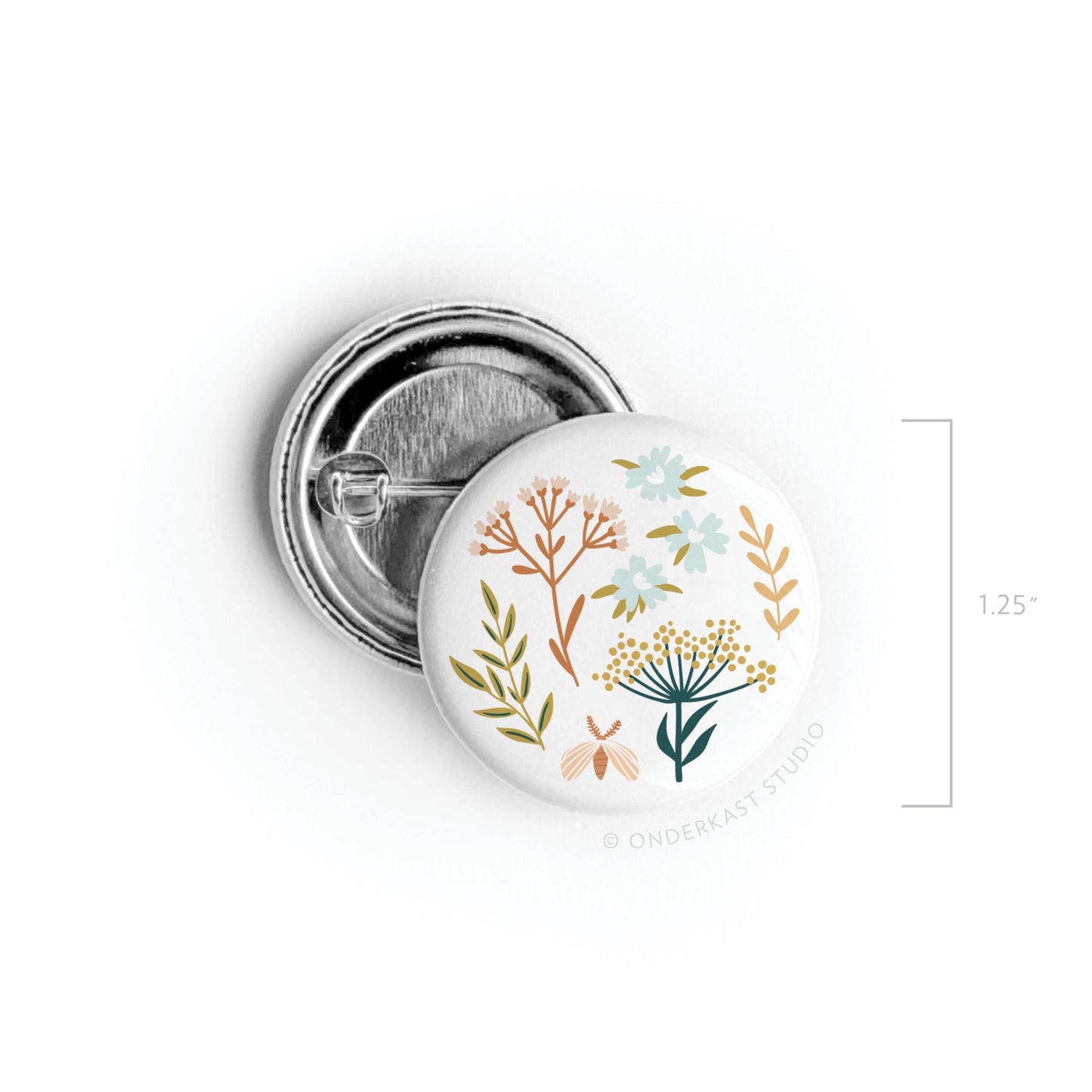Soft Florals Pinback Button: Loose