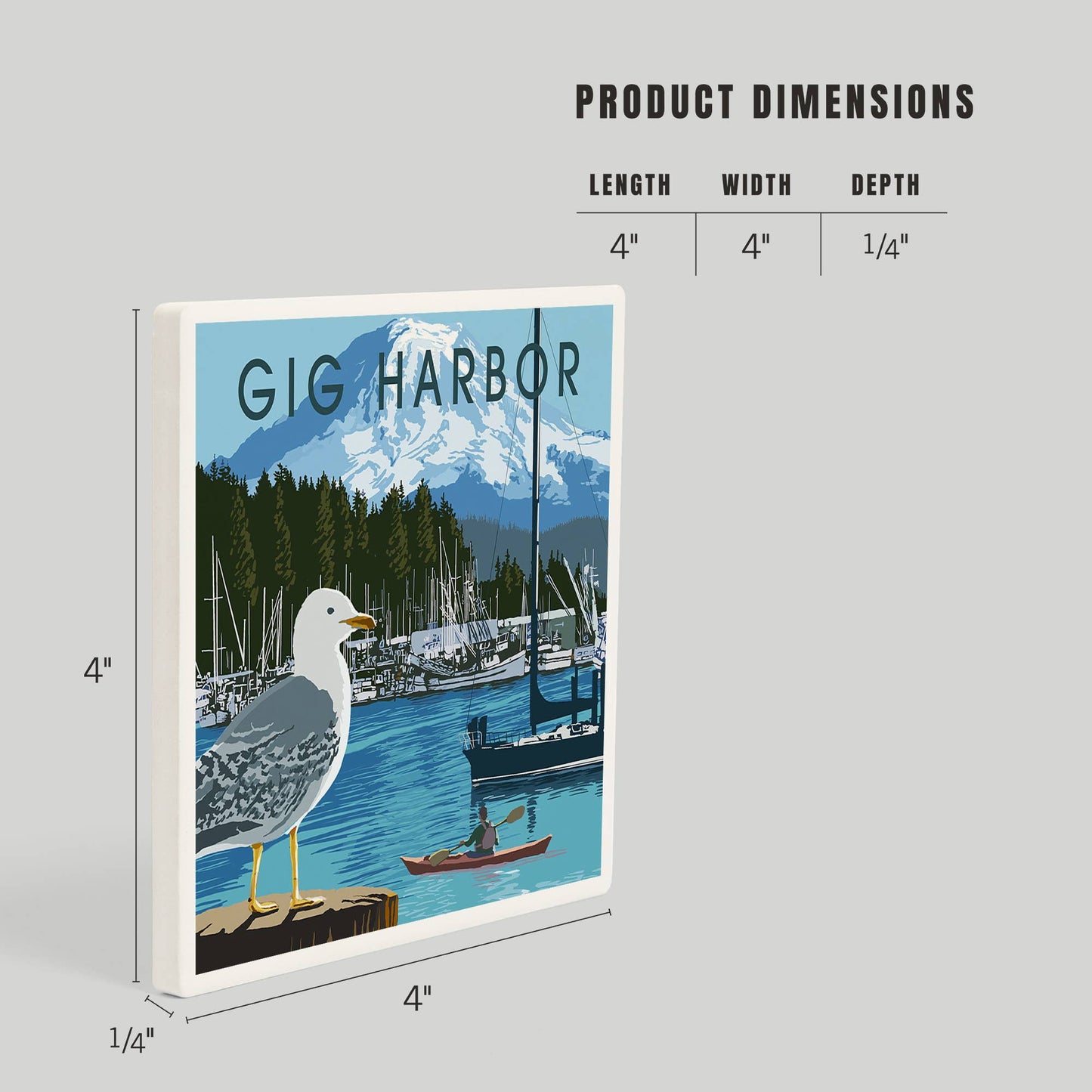 Ceramic Coaster Gig Harbor, Washington, Day Scene