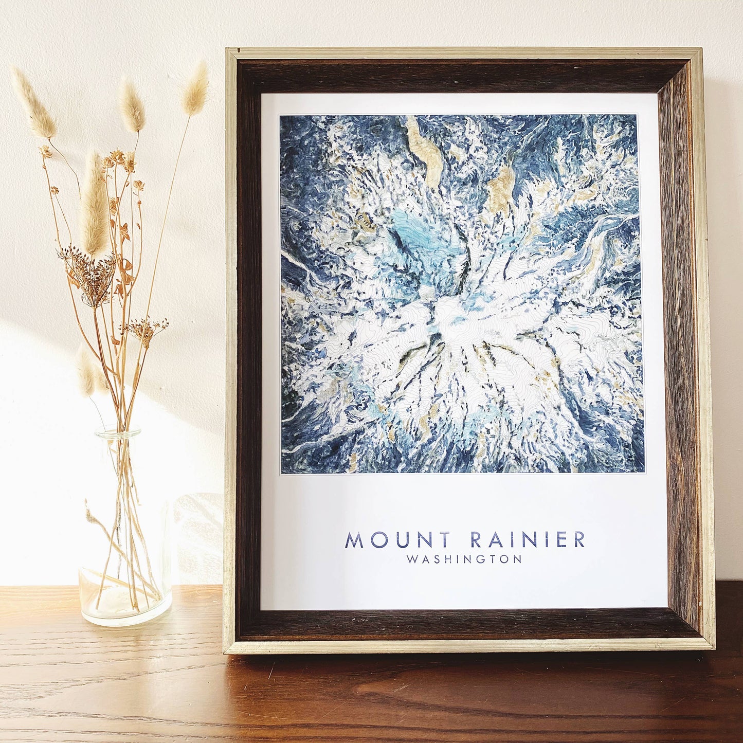 Mount Rainier Topo Watercolor Map ART PRINT: 11 x 14, Mount Rainier