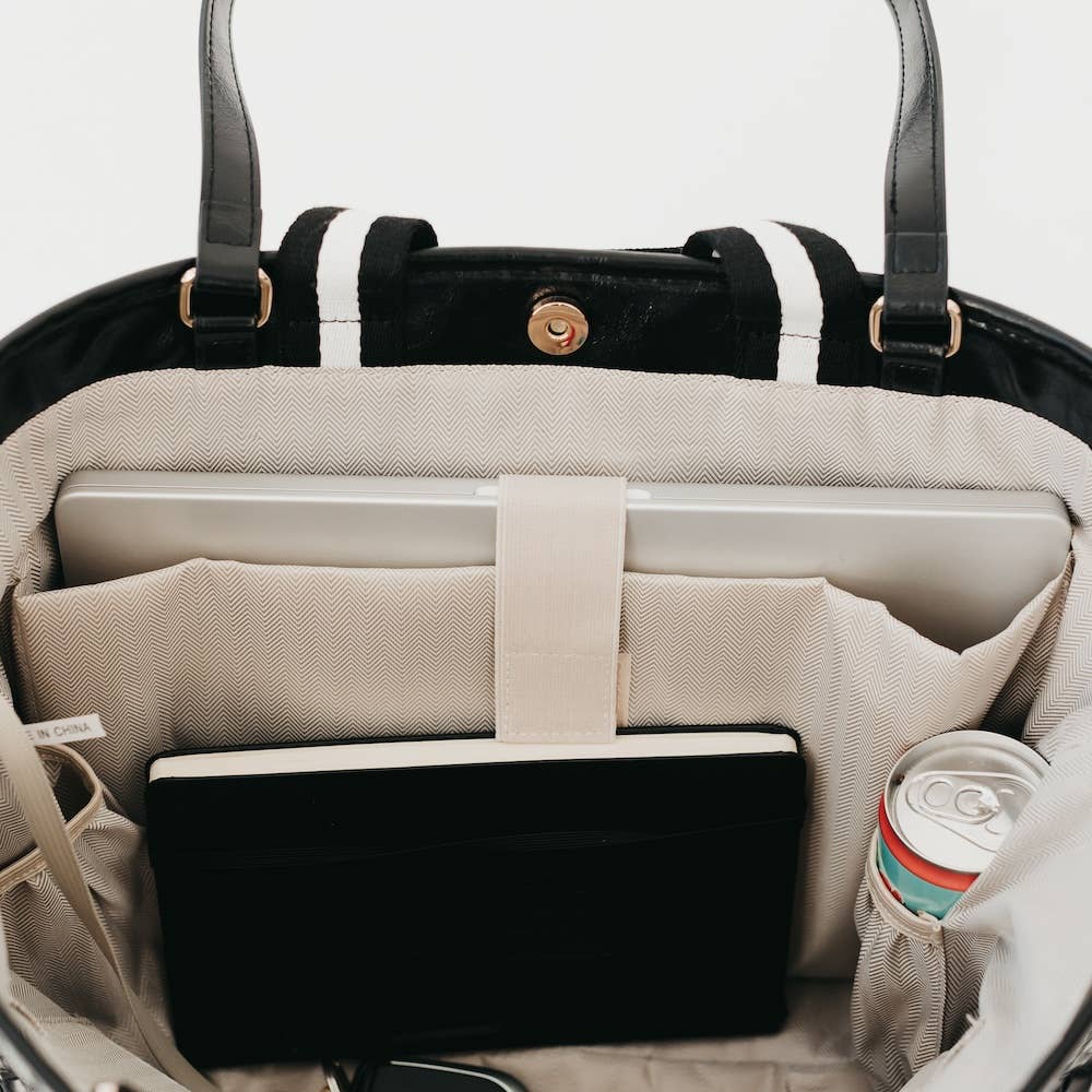 Woven Tiffany Organizer Tote Bag: Checkered Brown