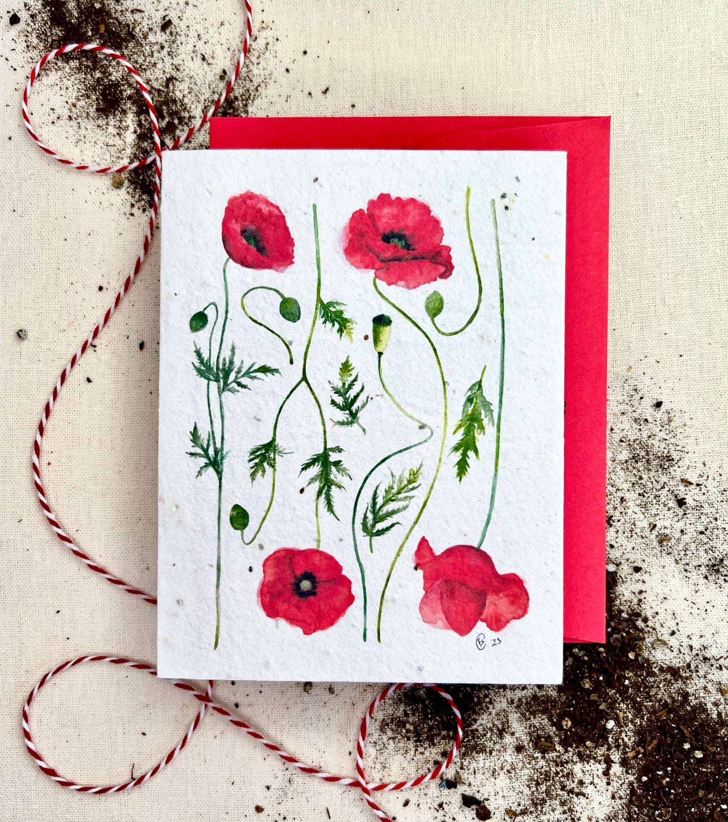 Poppy Fields Wildflower Mix Plantable Seed Card: Compostable Cello Sleeves, White