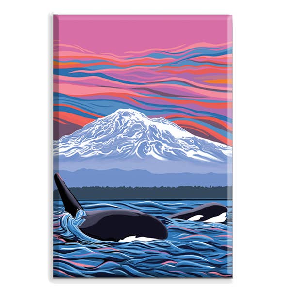 Orca - Ballet Slipper - Mom/Calf Swimming Magnet (2x3)