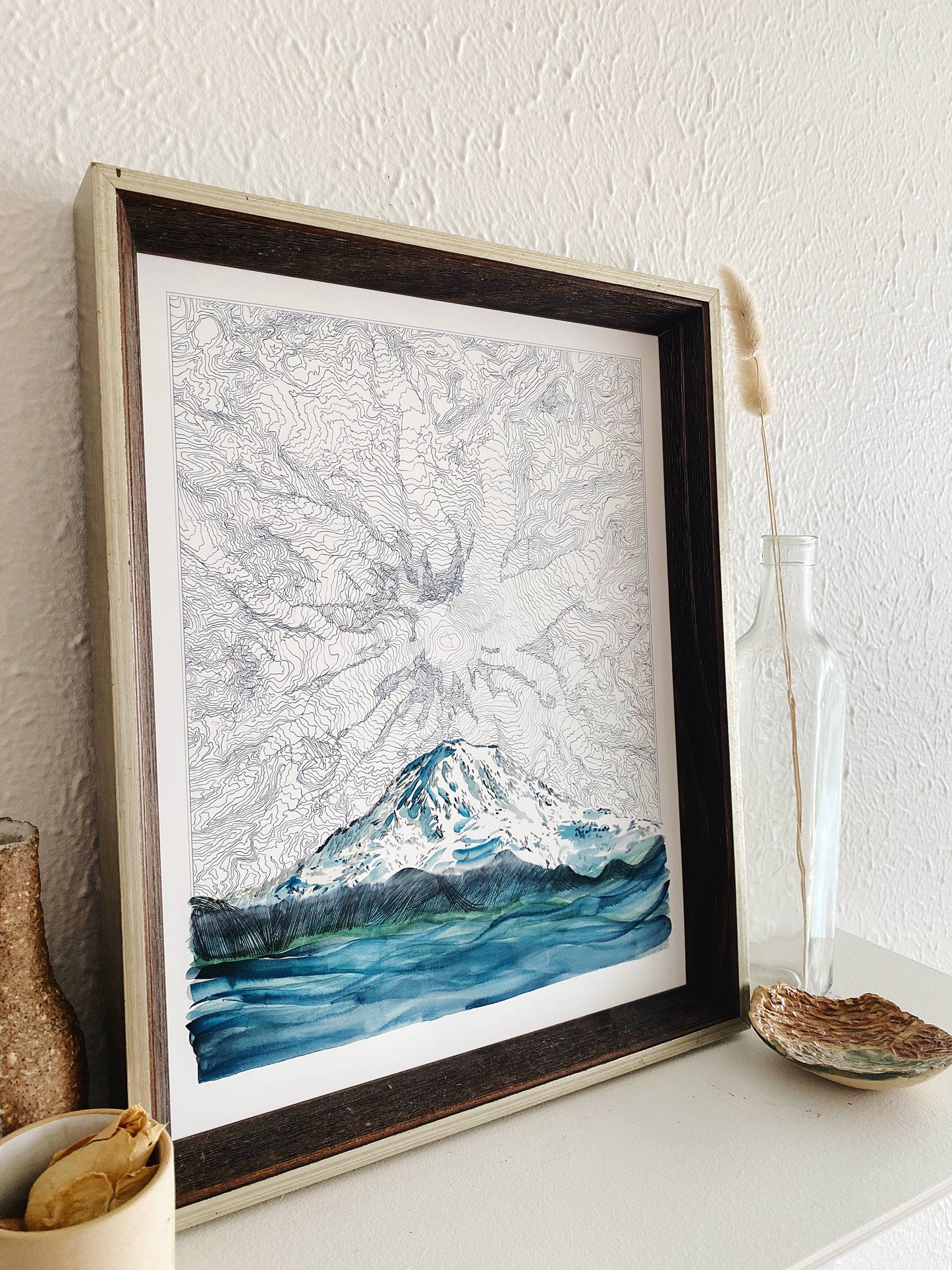 Mount Rainier TAHOMA Topo Mountain ART PRINT : 11 x 14