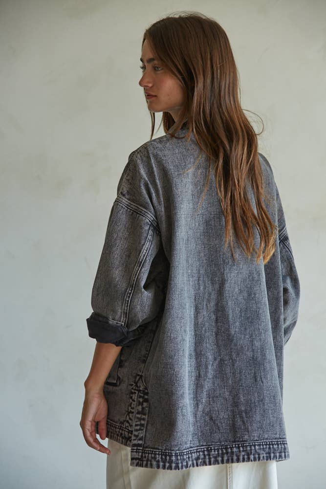 Woven Cotton Washed Denim Jacket