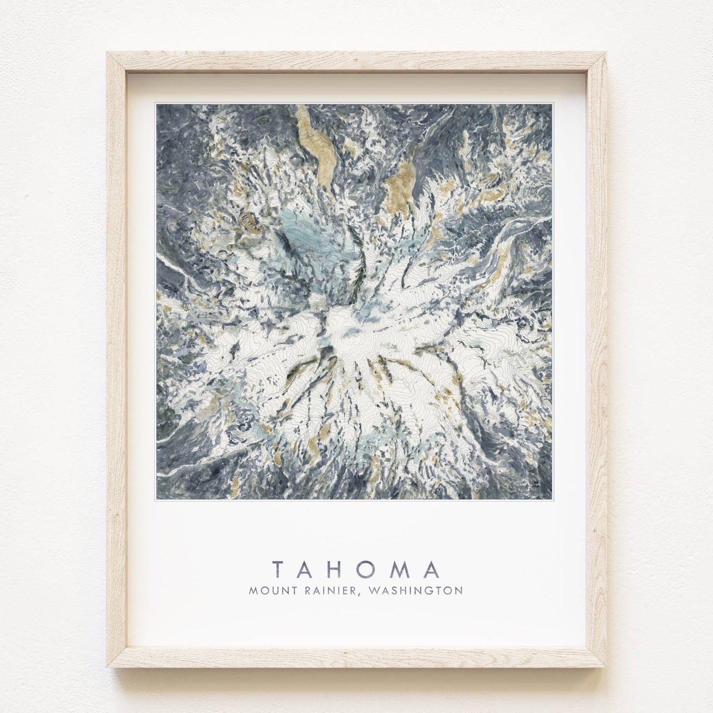 Mount Rainier Topo Watercolor Map ART PRINT: 11 x 14, Mount Rainier