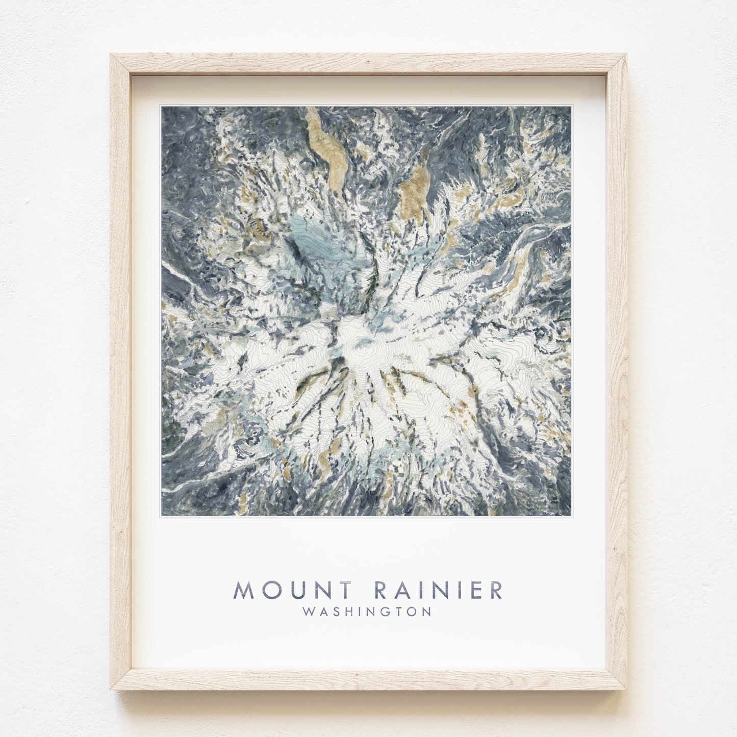 Mount Rainier Topo Watercolor Map ART PRINT: 11 x 14, Mount Rainier