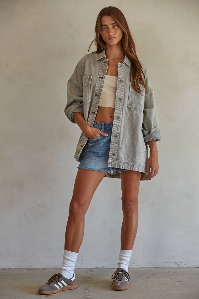 Woven Cotton Washed Denim Jacket