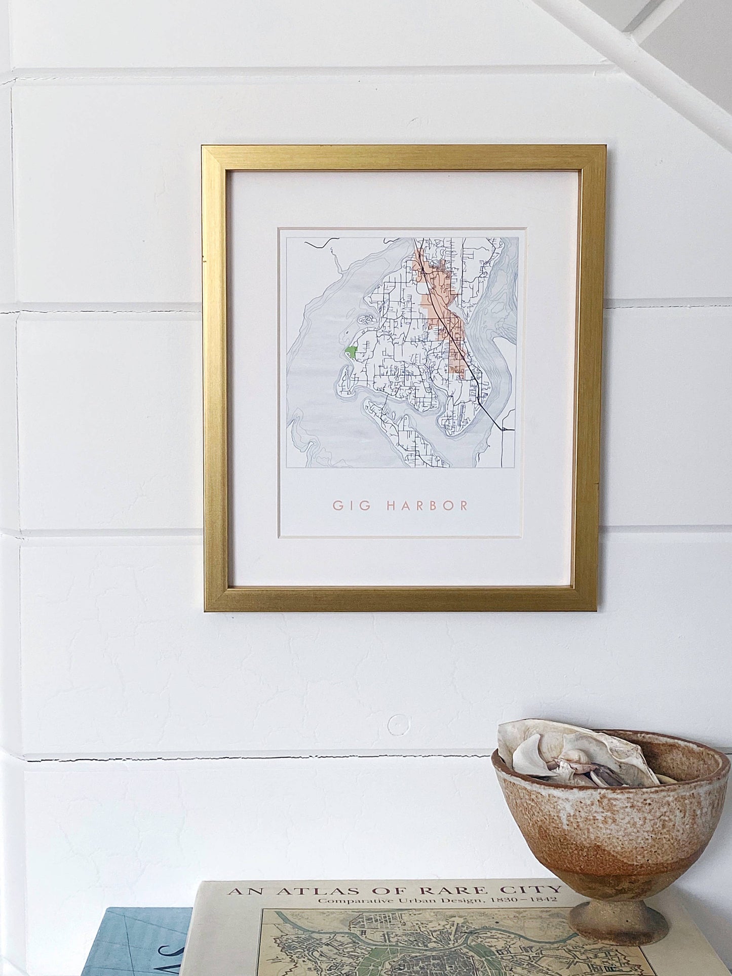 Gig Harbor Washington Map Drawing ART PRINT: 11 x 14