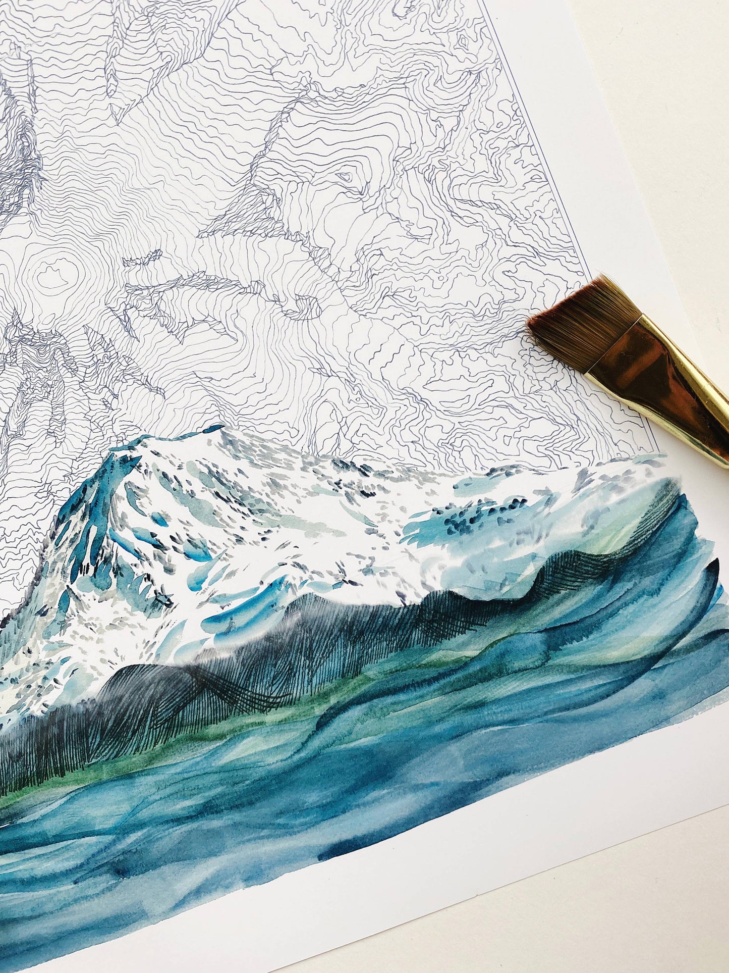 Mount Rainier TAHOMA Topo Mountain ART PRINT : 11 x 14