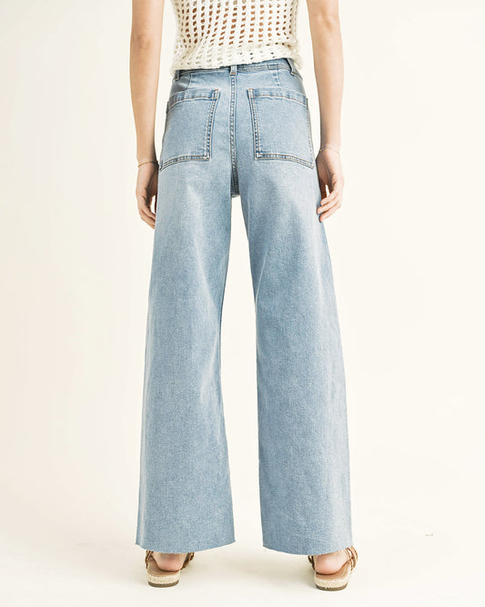 High Rise Wide Leg Denim Pants