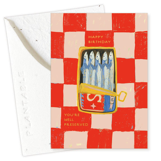 Sardines Sprout - Birthday Mini Greeting Card 2.5" x 3.5"