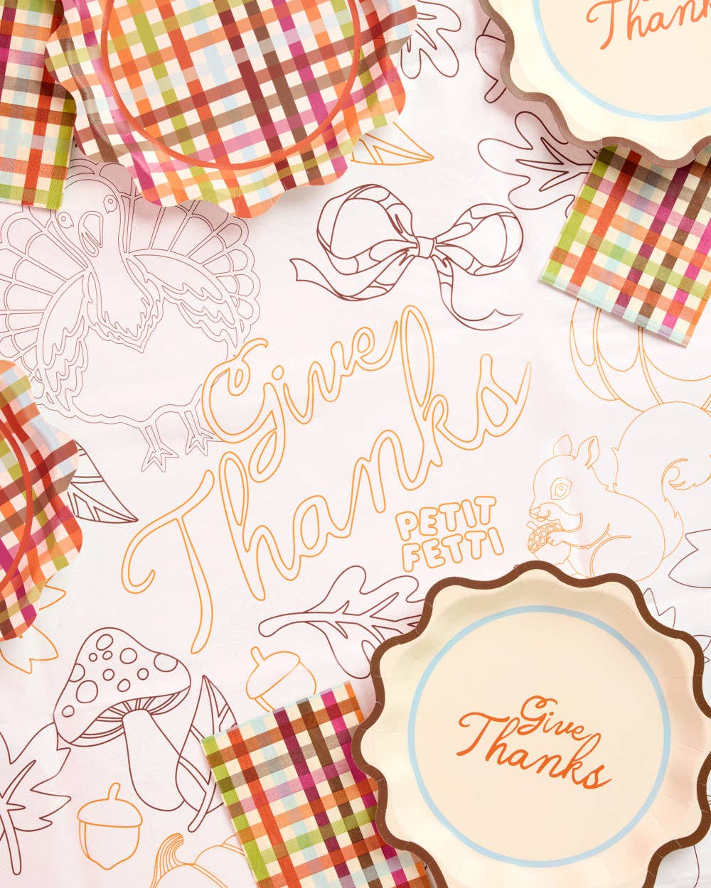 Give Thanks Paper Tablecloth - coloring tablecloth, fall, thanksgiving decor