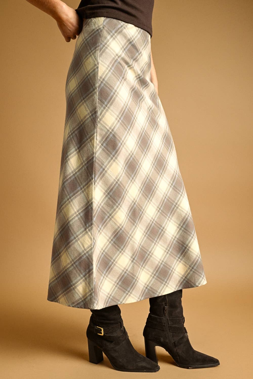 Plaid Bias Cut Skirt