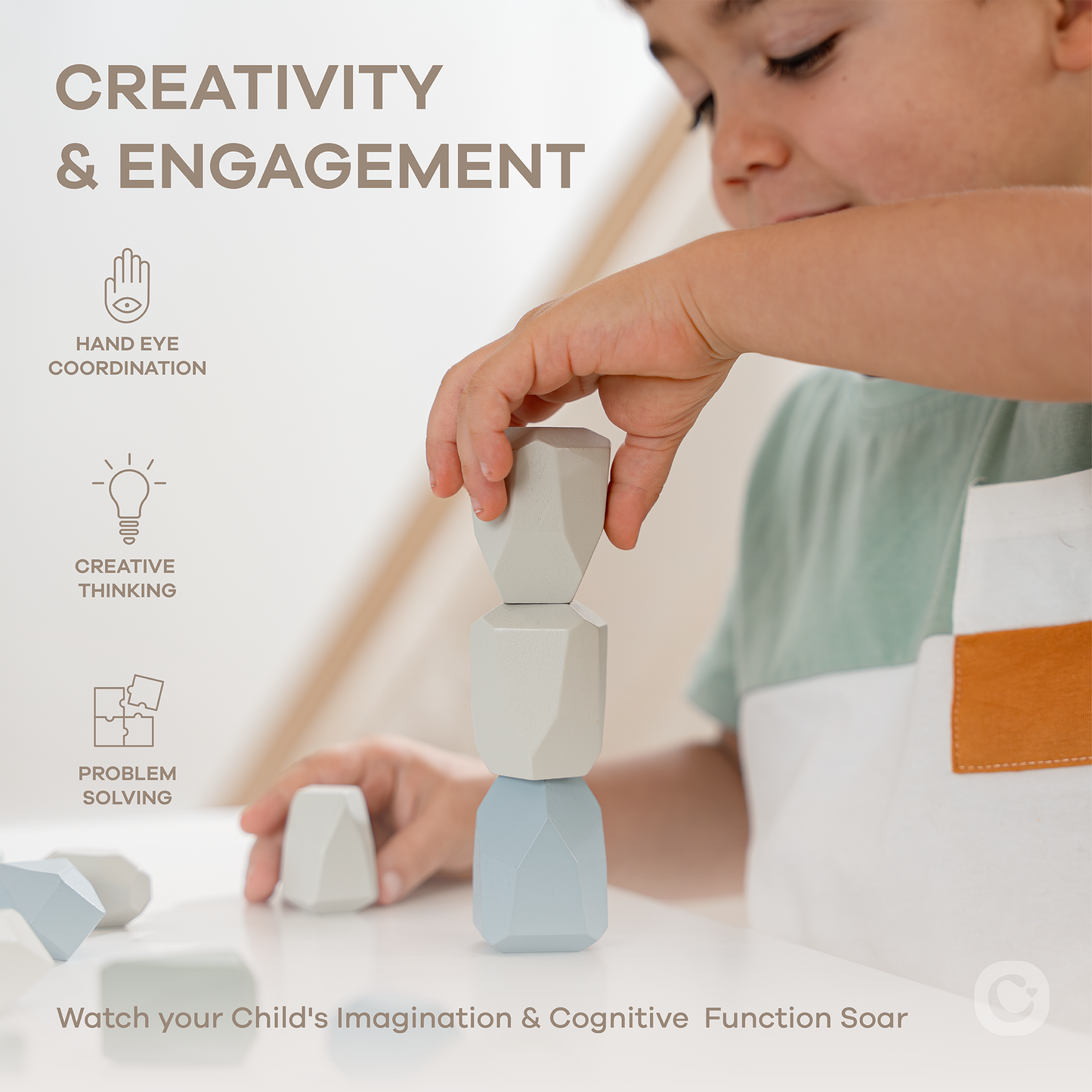 Stacking Rocks, 36 pcs Wooden Stacking Stones by Comfy Cubs