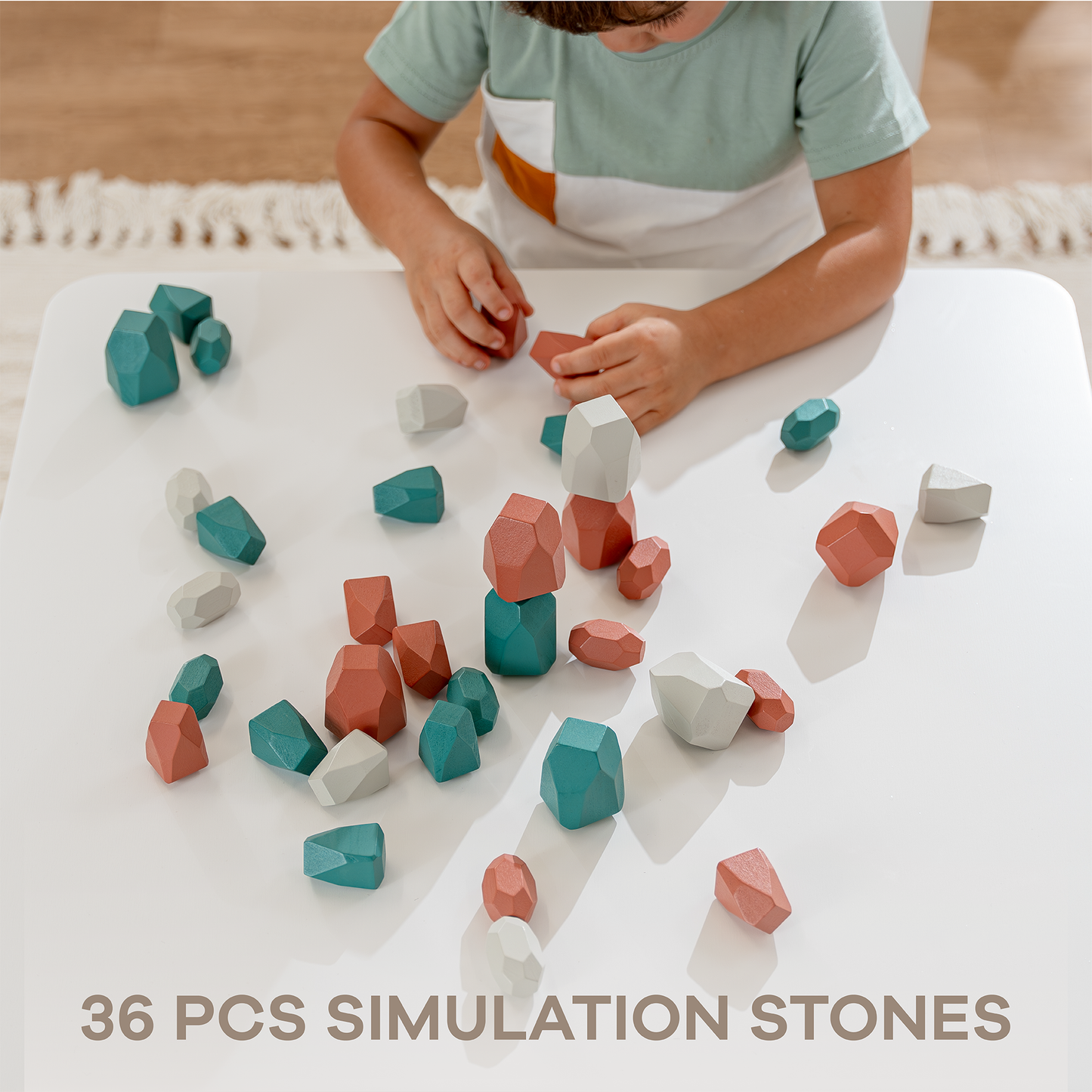 Stacking Rocks, 36 pcs Wooden Stacking Stones by Comfy Cubs