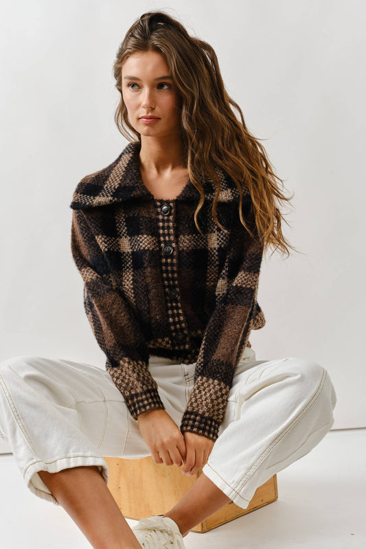 Plaid Button Down Cardigan