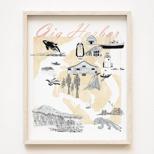 Gig Harbor "Charms" Map ART PRINT