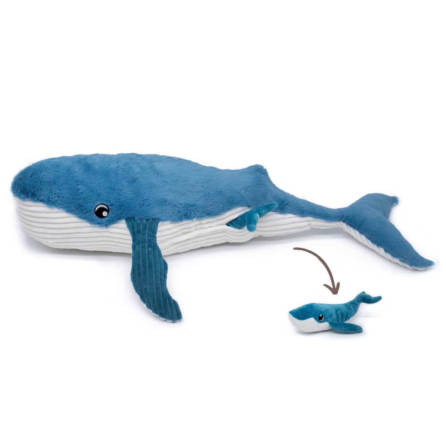 Les Ptipotos | Whale Mom & Baby Animal Plush Toy - Blue