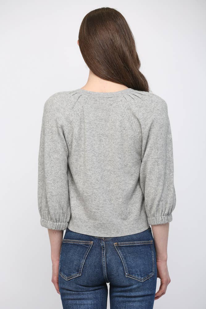 CASHMERE BLEND RIBBED CUFF RAGLAN SLV SWEATER FW15906