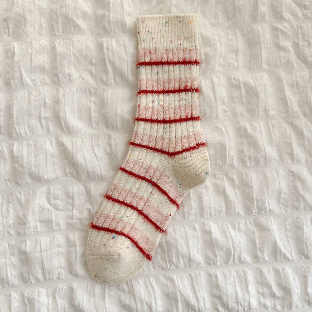 Striped Wool Blend Crew Socks