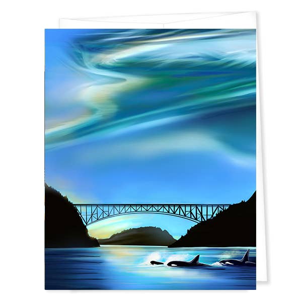 Orca Family Swimming in Deception Pass in WA State (5x7/A7)