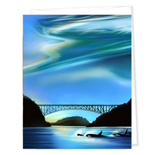 Orca Family Swimming in Deception Pass in WA State (5x7/A7)