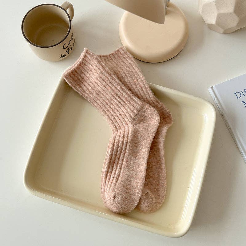 Ribbed Wool Crew Socks