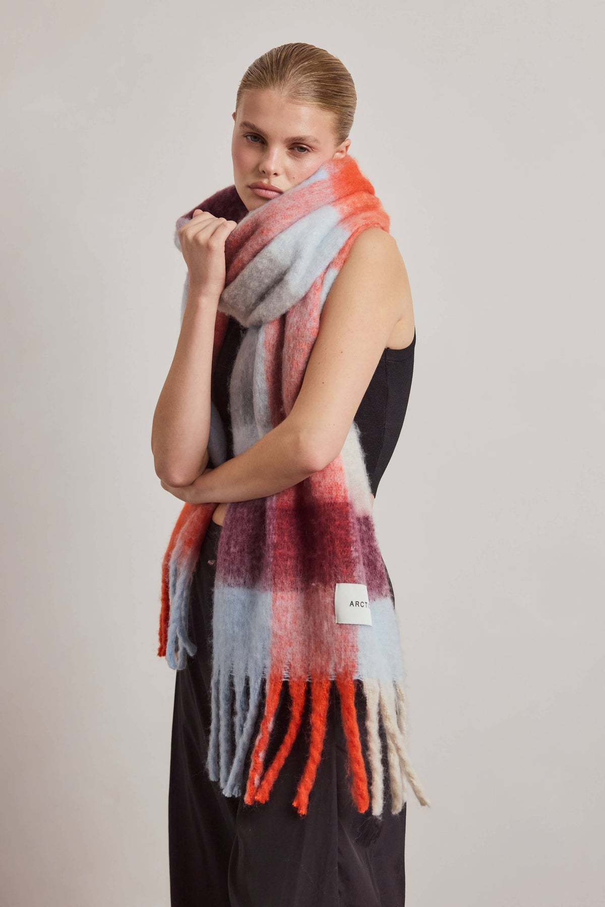 Red Blue Check Reykjavik Scarf